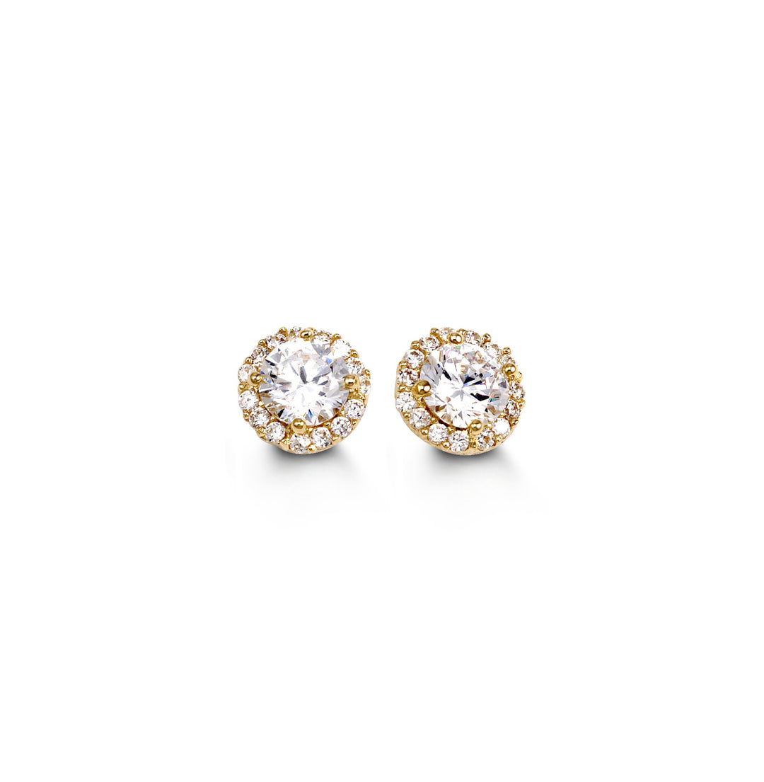 10K Halo Stud Earrings