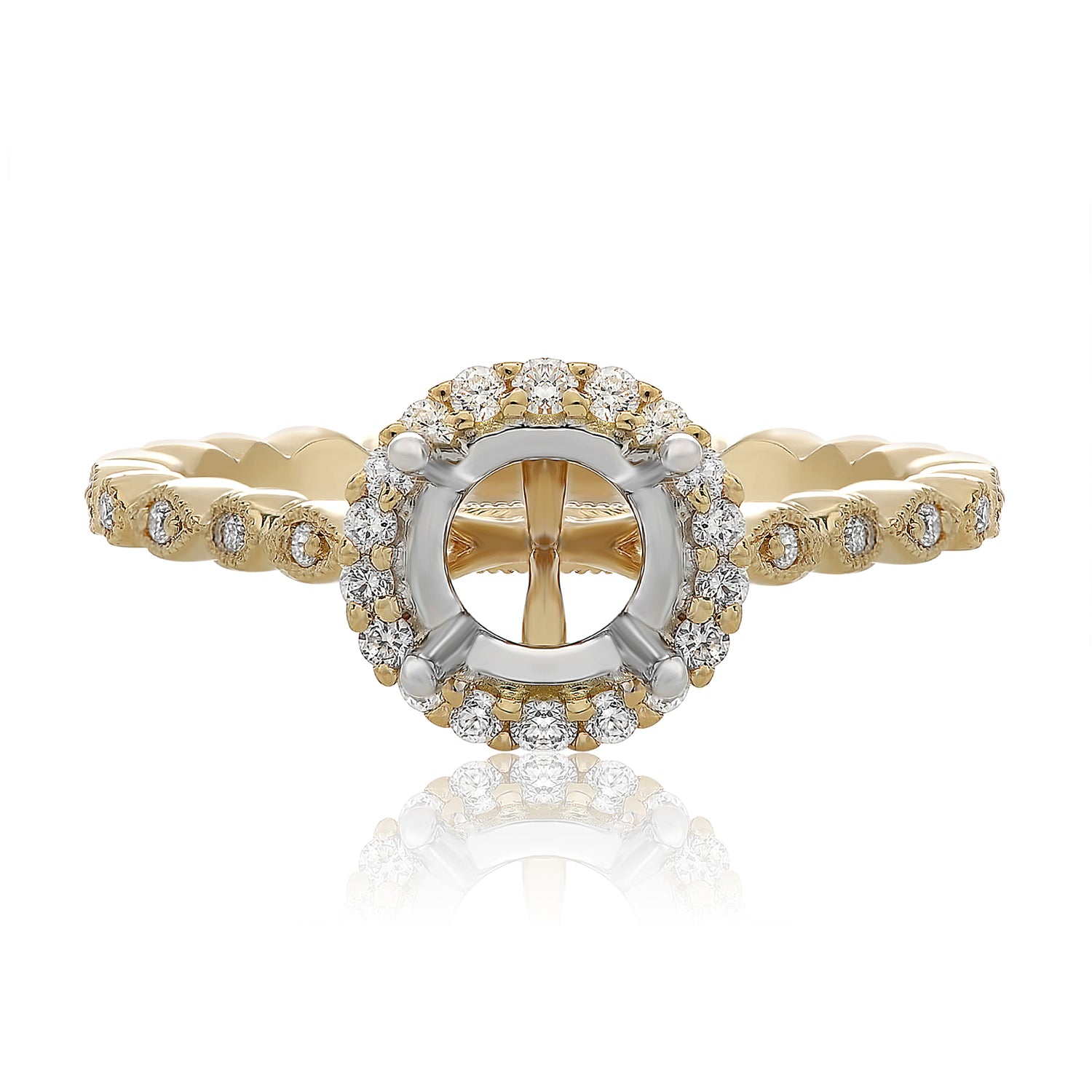 14K Halo Engagement Ring Mount