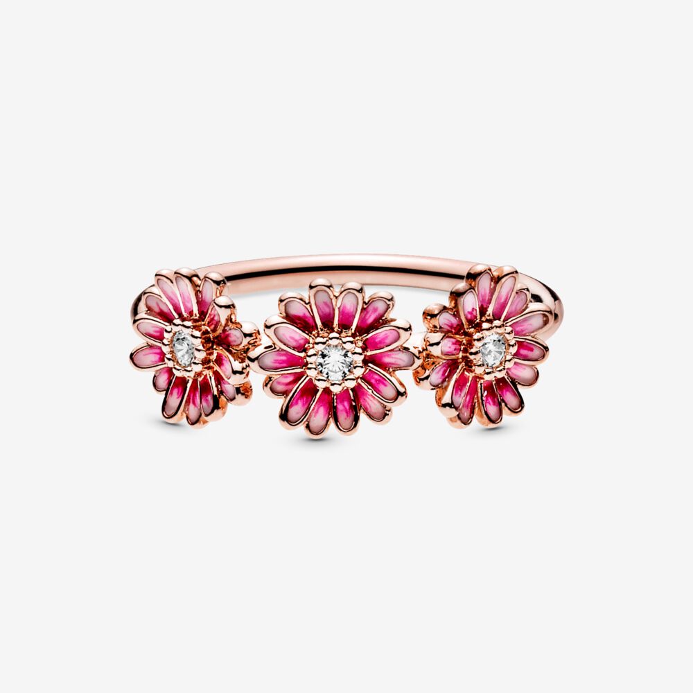 FINAL SALE - Pandora Pink Daisy Trio Flower Ring, Size 6