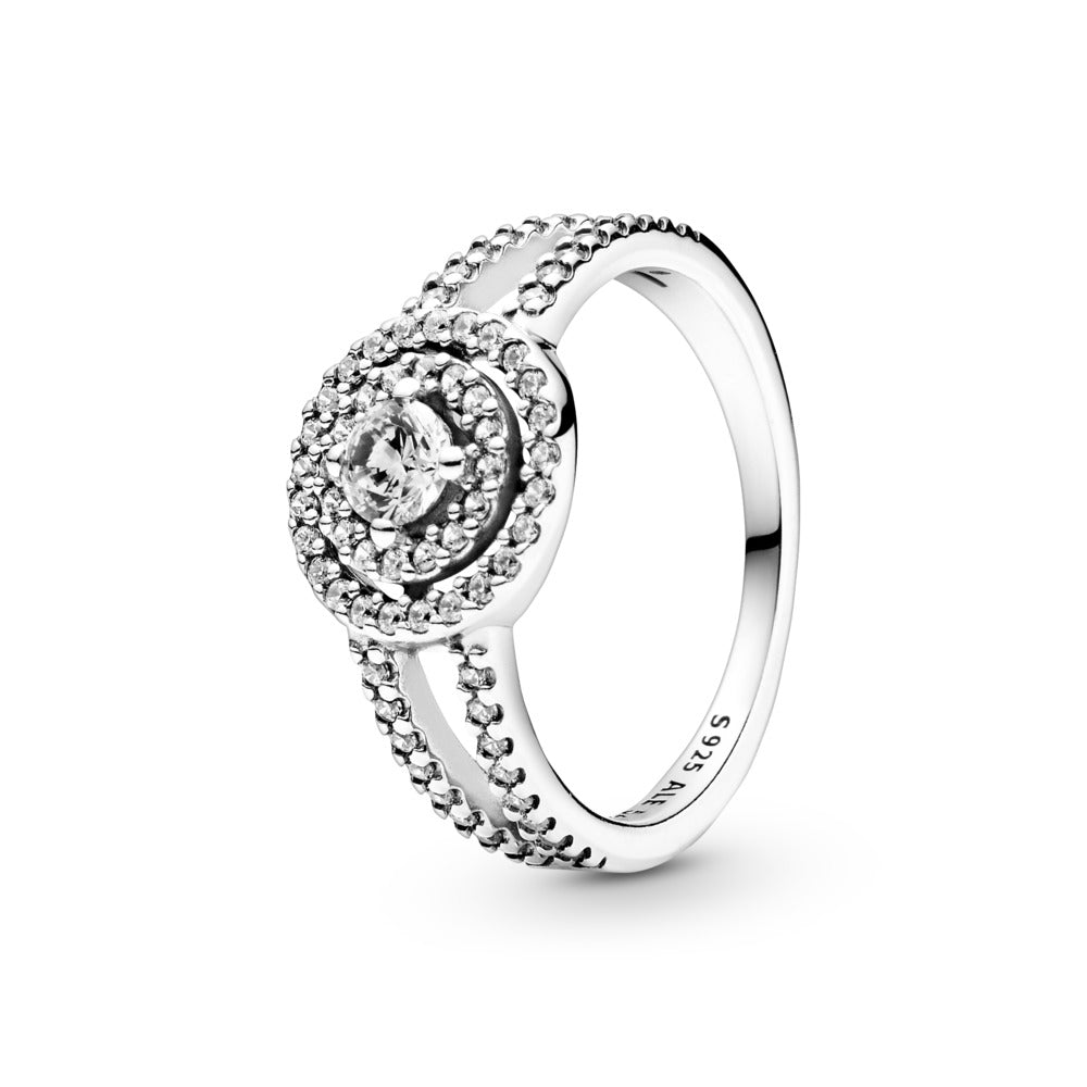 Pandora Sparkling Double Halo Ring, Size 8.5