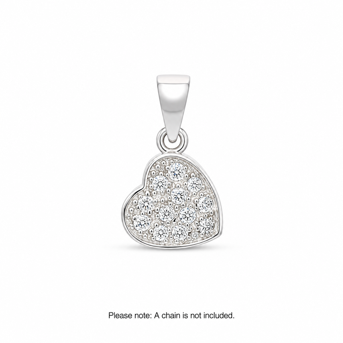 Silver Heart Pendant with Cubic Zirconias