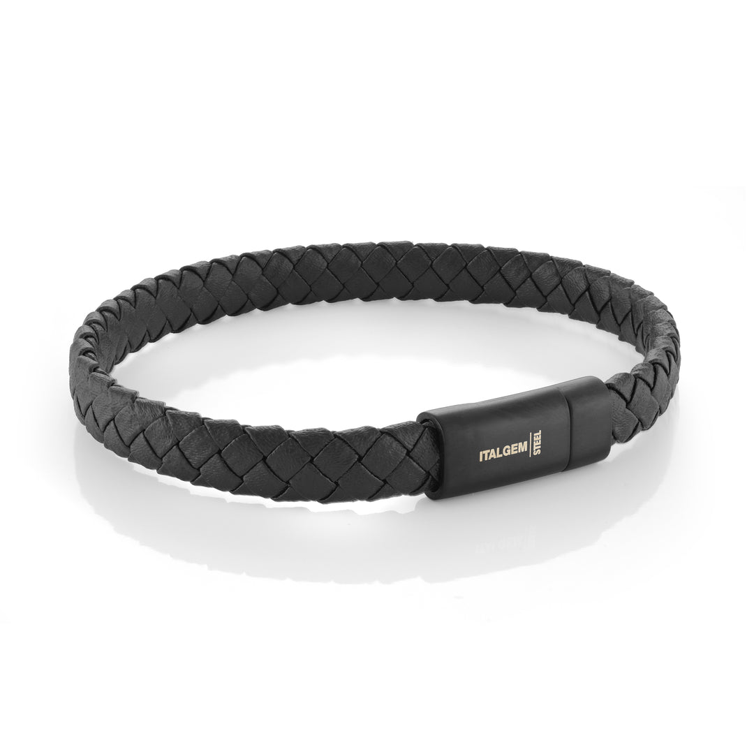 Italgem Leather & Steel Bracelet, 7.5
