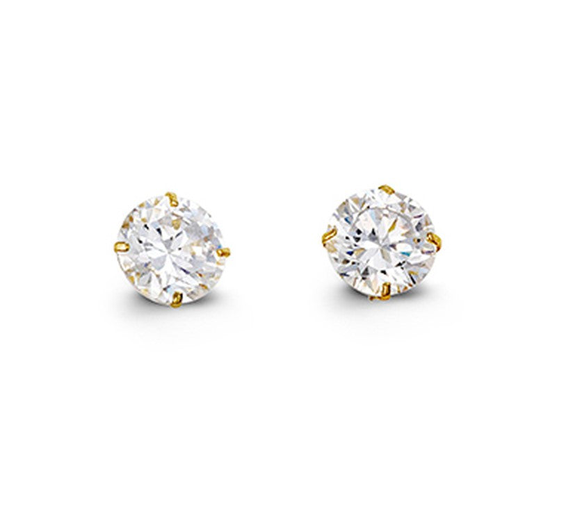 14K CZ Stud Earrings, 5mm