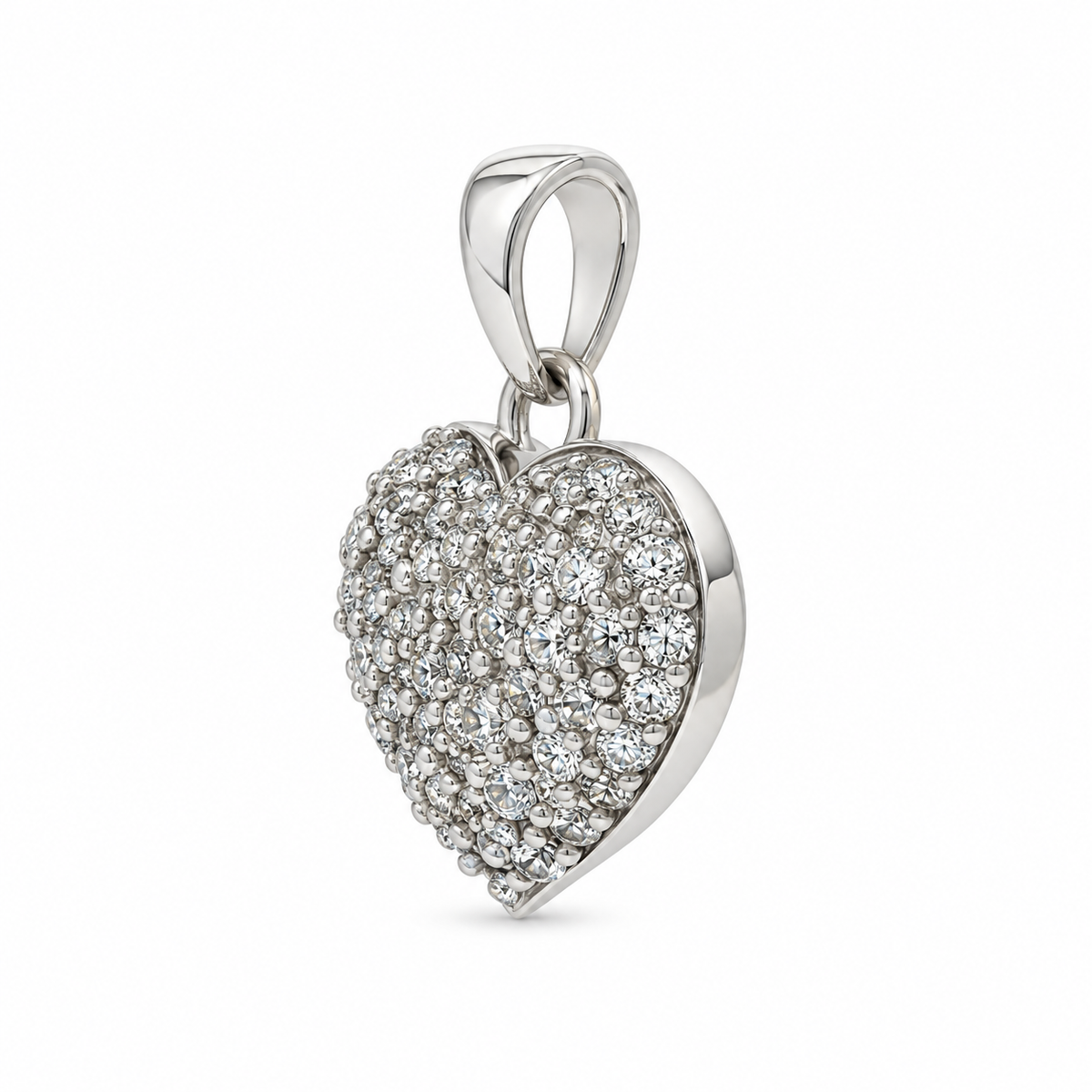 Puff Heart Pendant with Cubic Zirconias