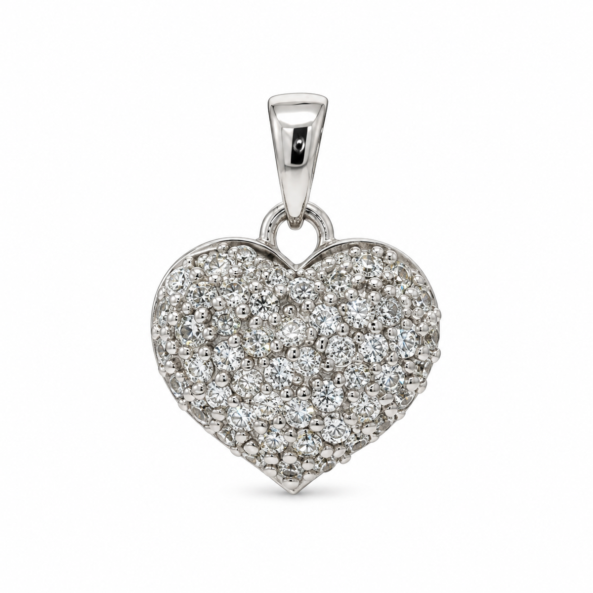 Puff Heart Pendant with Cubic Zirconias