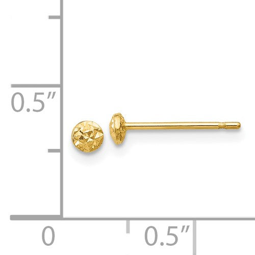 14K 3mm Puff Circle Post Earrings