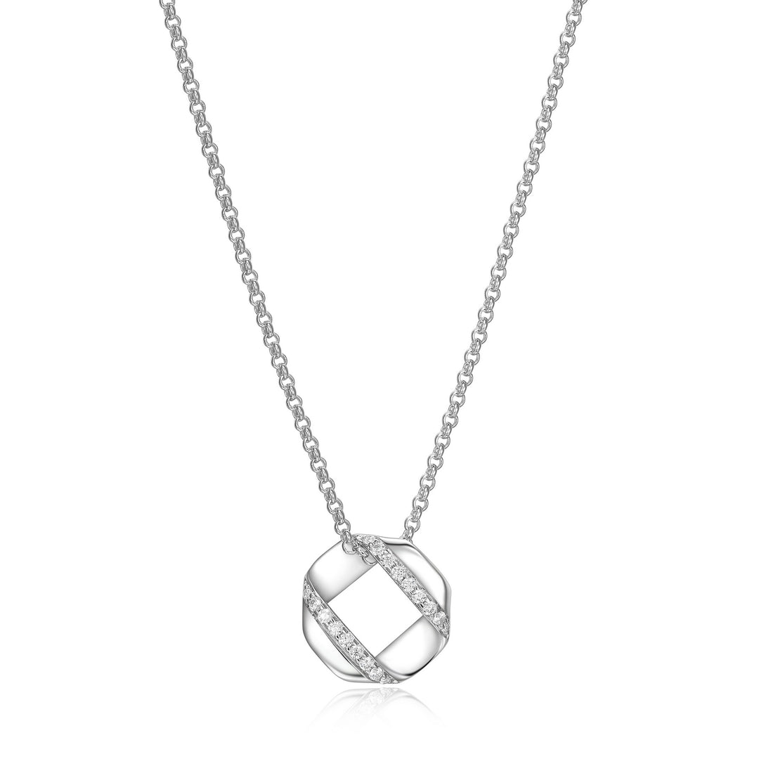 ELLE Sterling Silver "Lattice" Hexagon Necklace - 19"