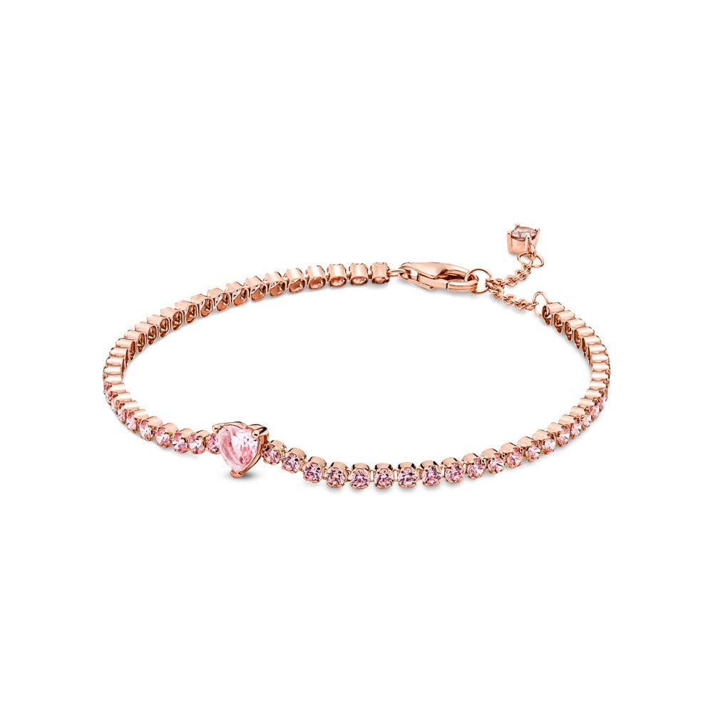 Pandora Sparkling Heart Tennis Bracelet, 6.3"