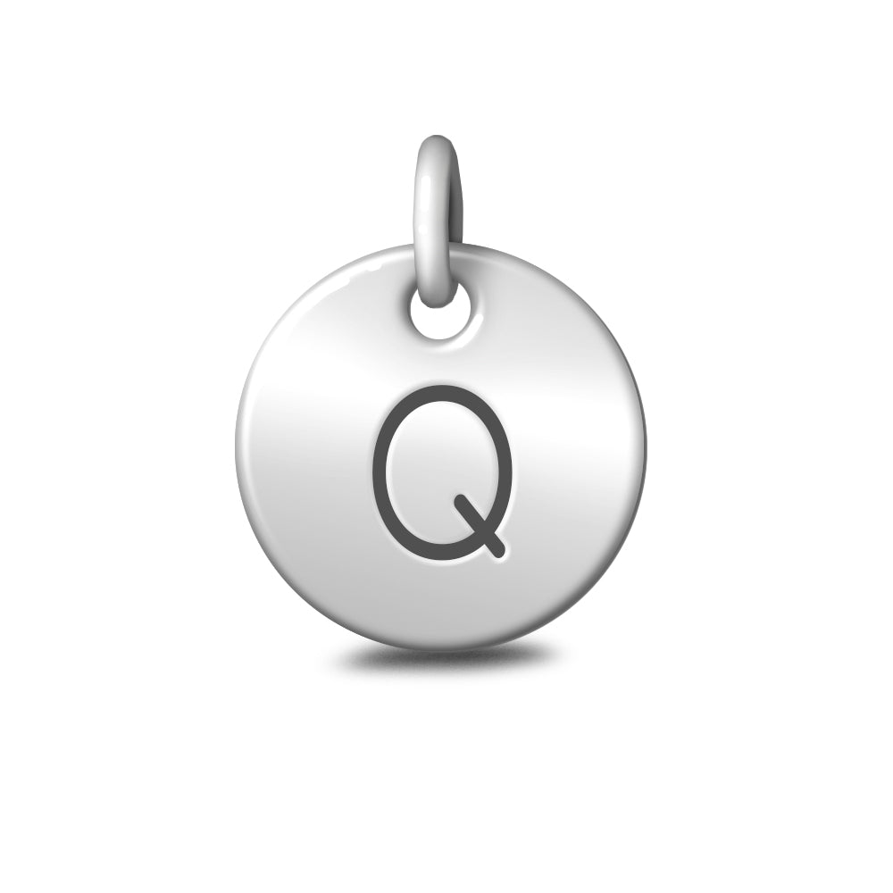 Silver Letter 'Q' Disc Pendant