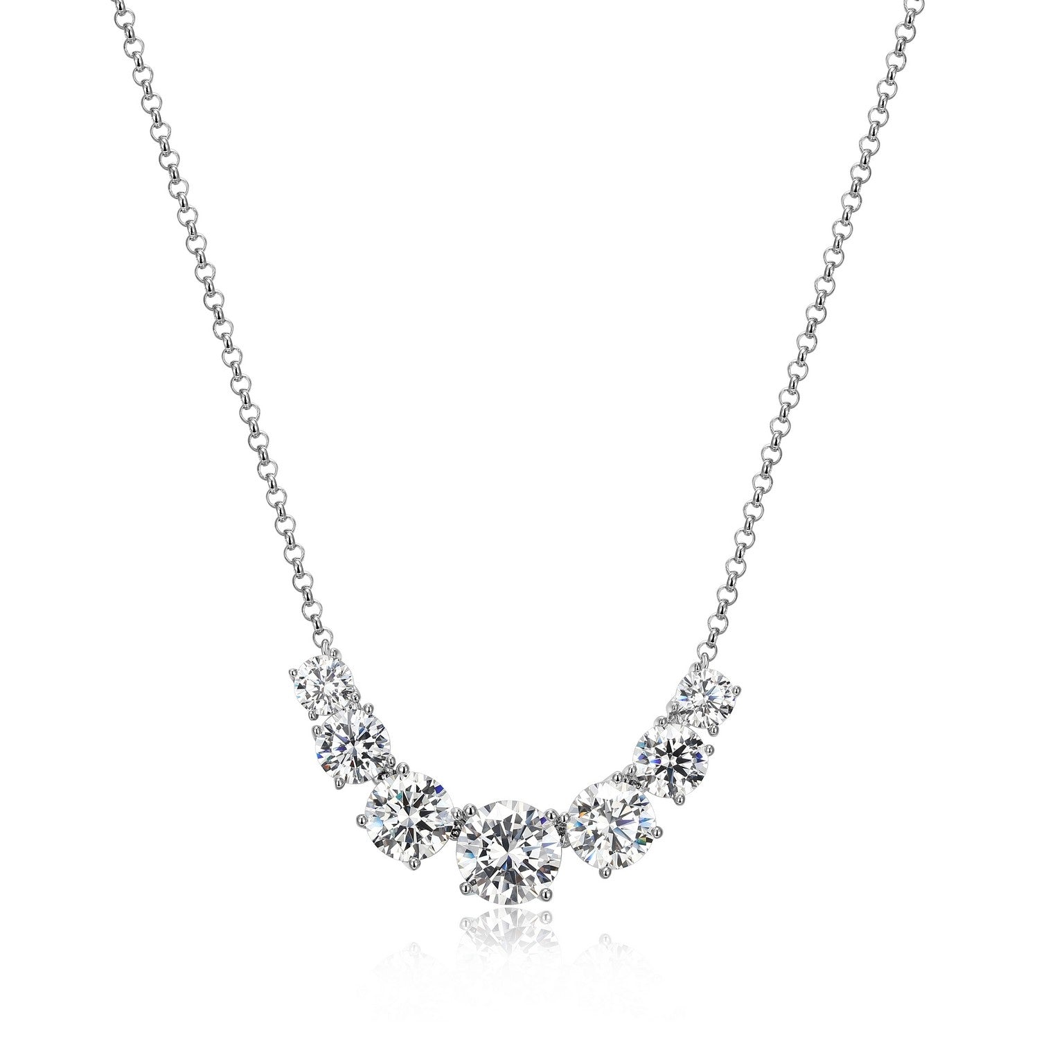 Reign Sterling Silver Graduated 5-Stone Diamondite CZ Necklace