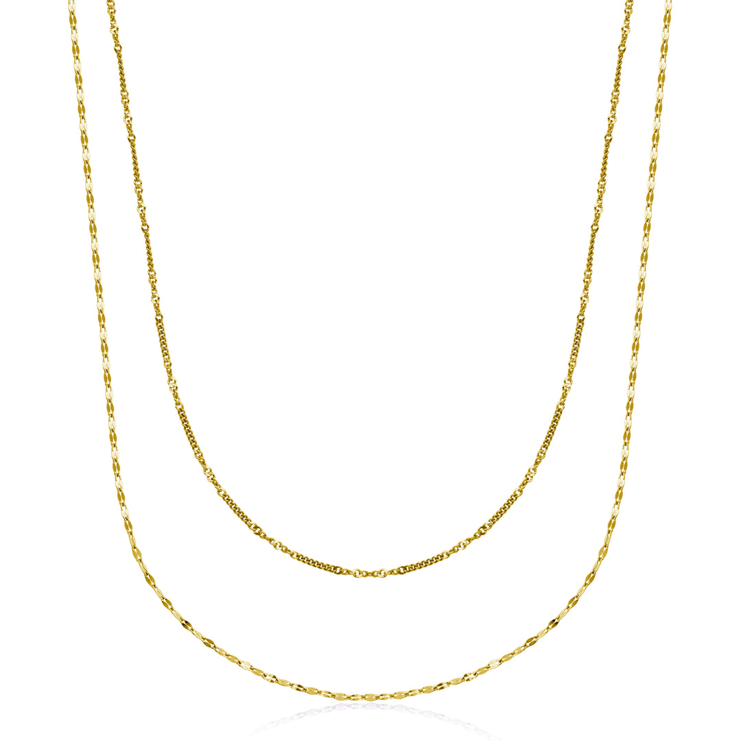 Double Layered Gold Plated Chain, 18"