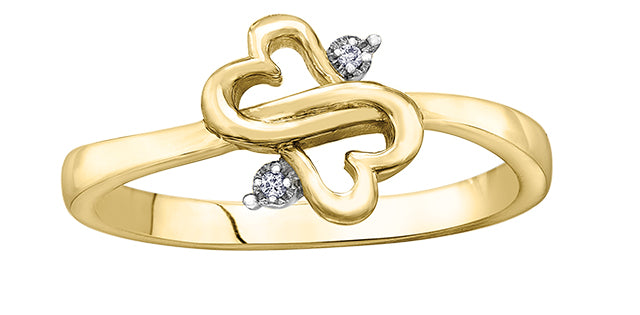 10K Entwined Hearts Diamond Ring
