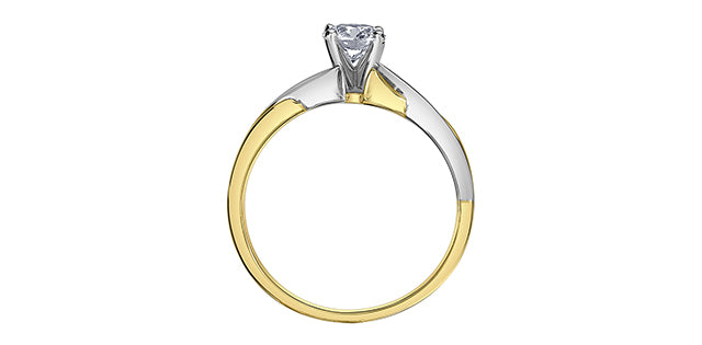 10K Two Tone Solitaire Diamond Engagement Ring, 0.52TDW