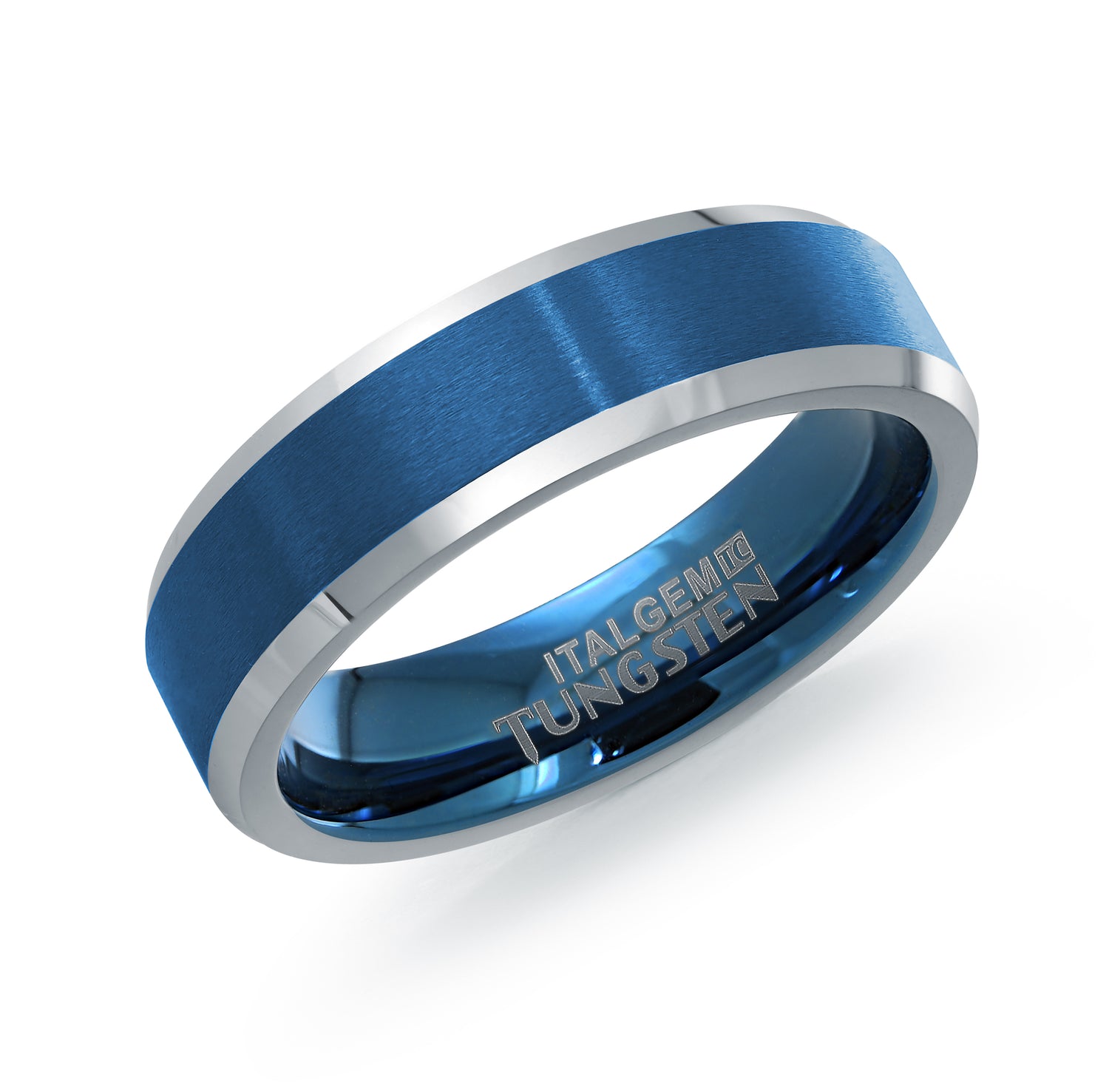 30% OFF - Tungsten Blue Center Ring