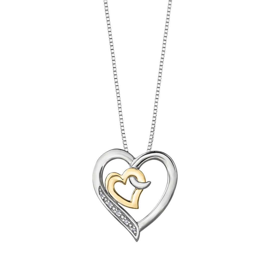 Sterling Silver 0.02TDW Diamond Heart Necklace, 18"