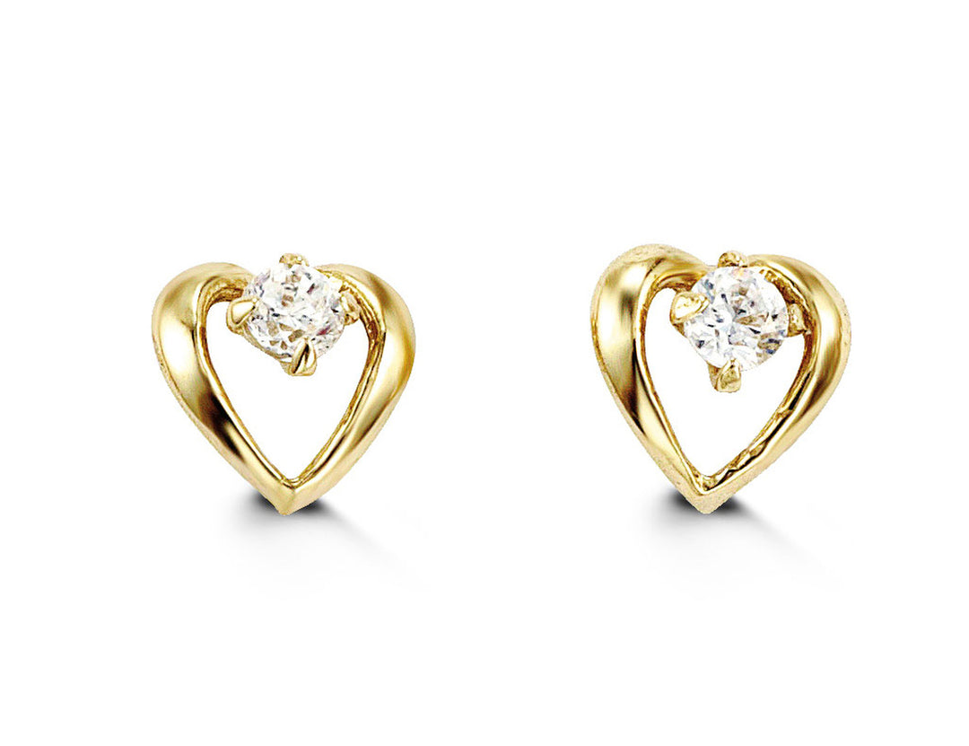 14k Baby Bella CZ Heart Earrings