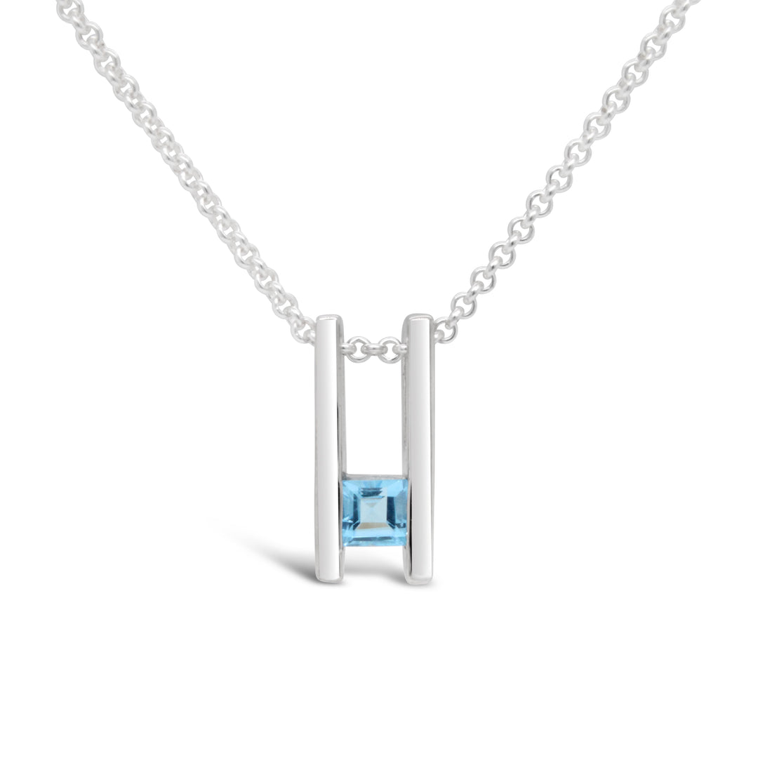 Double Bar Birthstone Pendant, December