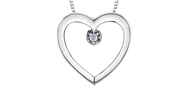 10 Karat 0.01TDW Diamond Heart Necklace, 18"
