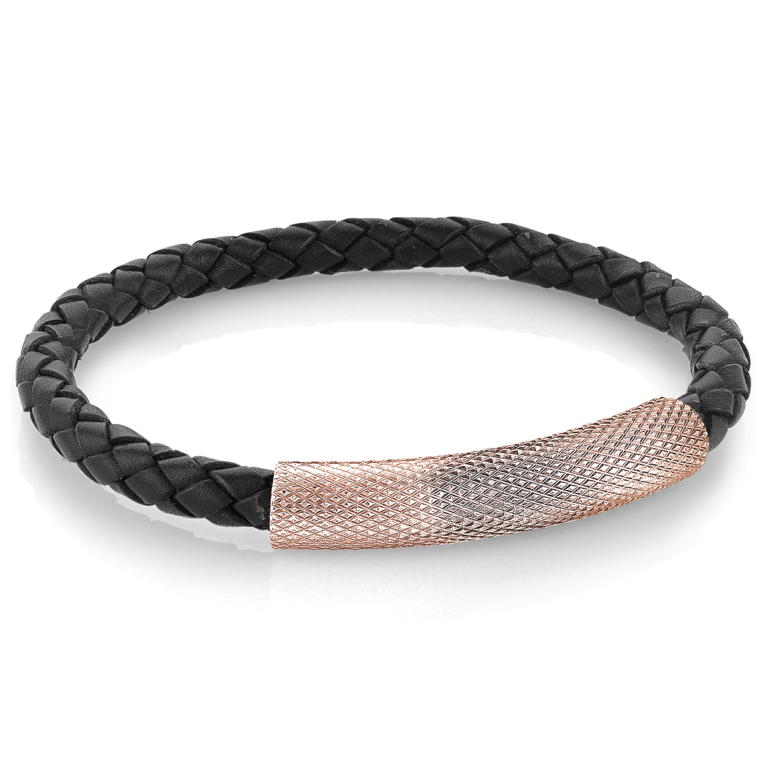 Italgem Leather & Steel Bracelet, 7.5"