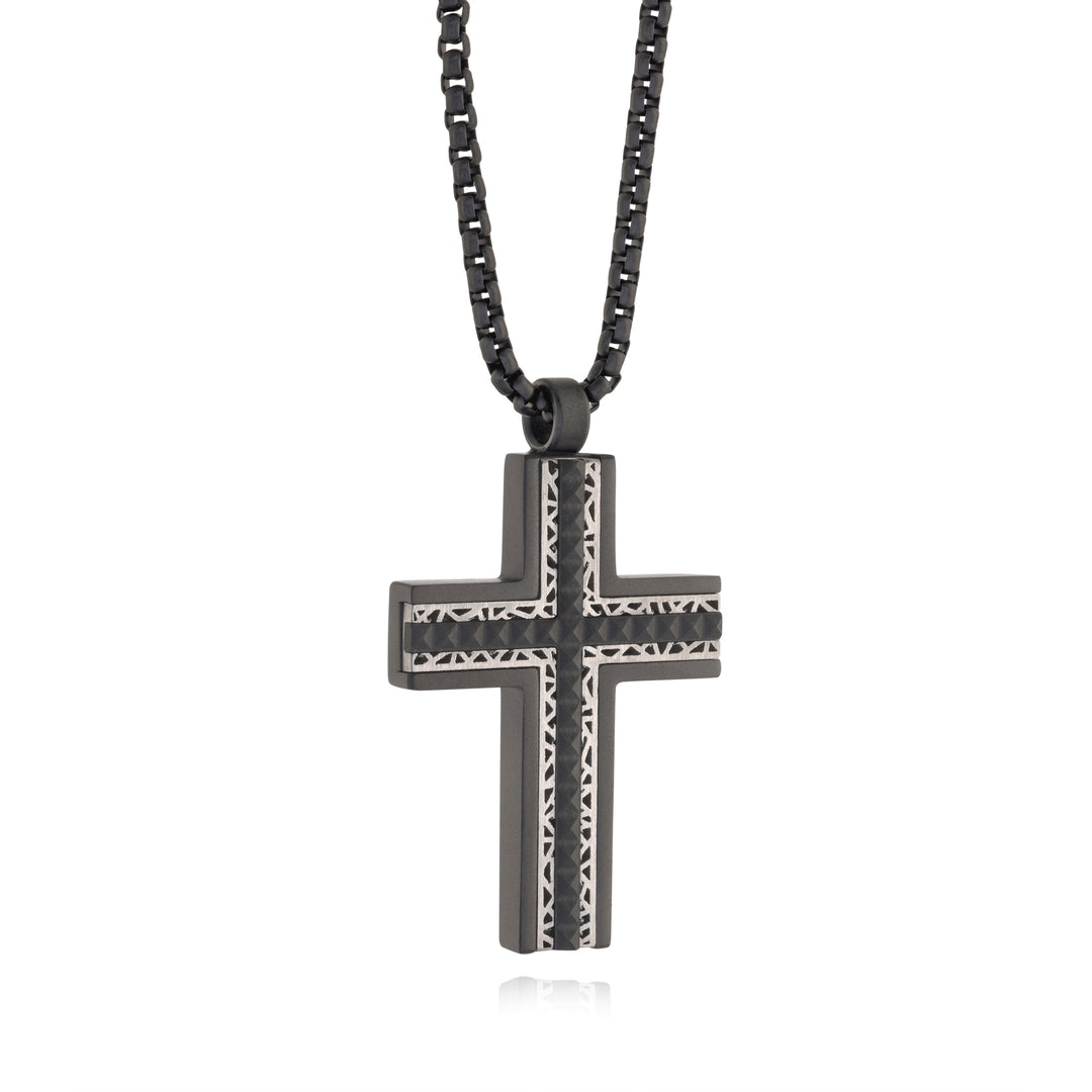 Italgem Black Cross Pendant, 22"