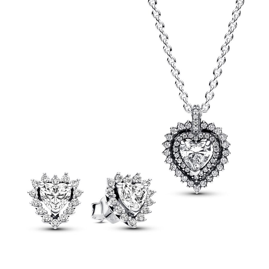 Pandora Sparkling Double Heart Halo Jewellery Gift Set