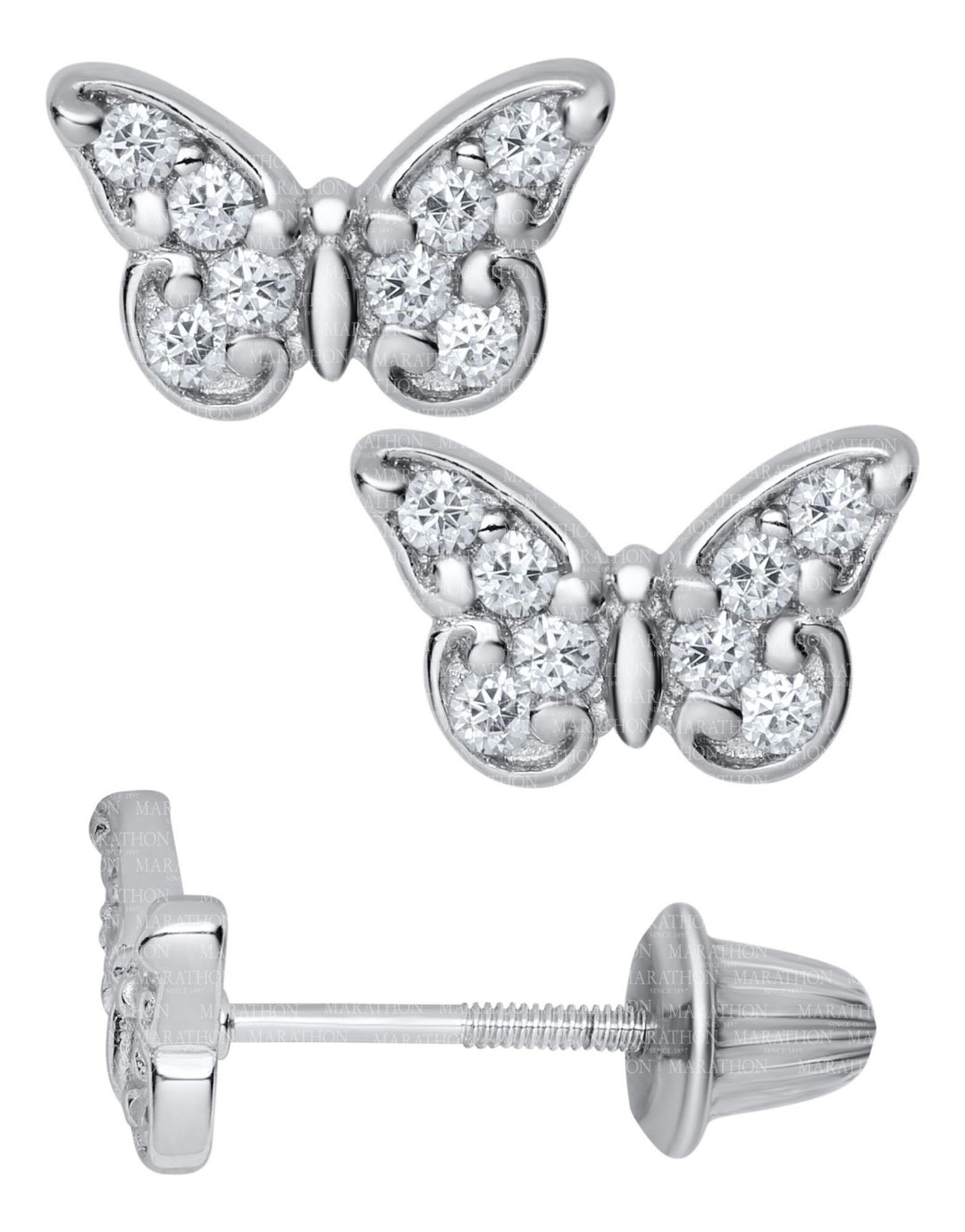 Sterling Silver Screw Back Butterfly Earrings