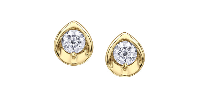 I Am Canadian 10k Gold Diamond Stud Earrings, 0.15 CTW