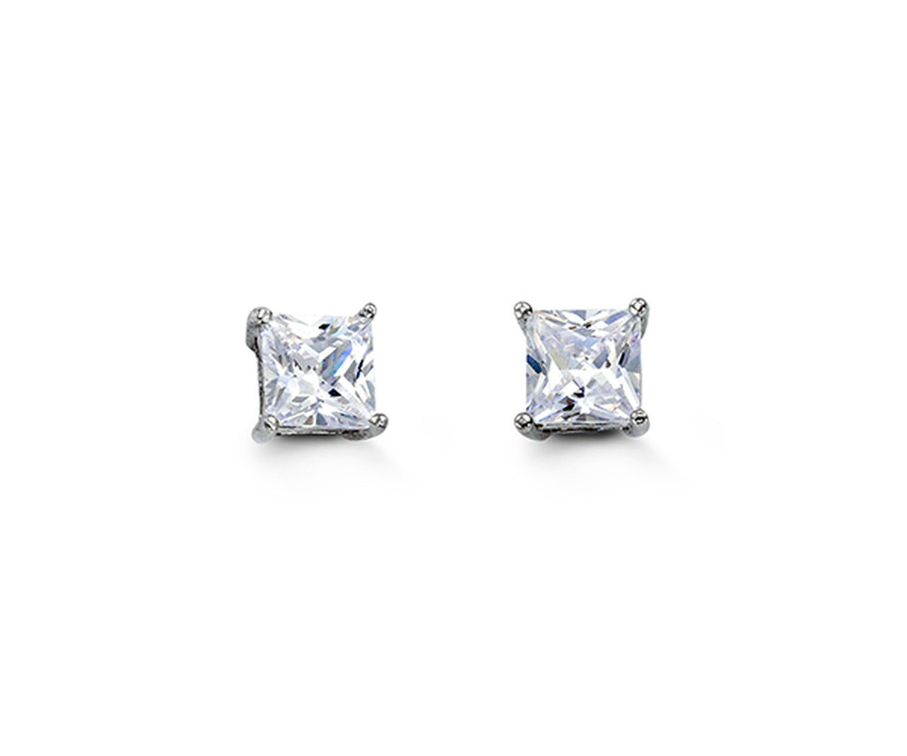 5mm Square CZ Stud Earrings
