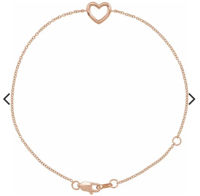 14K Heart Bracelet- 7.5"