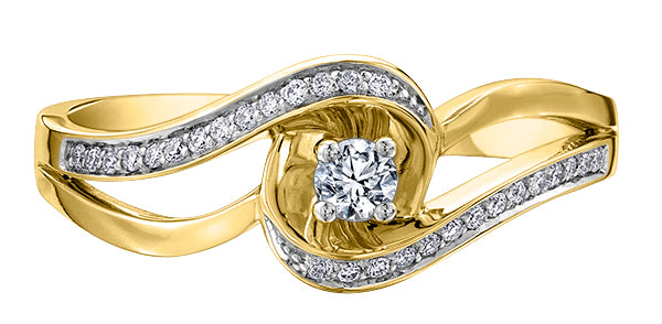 10K Engagement Ring, 0.08 CT Center