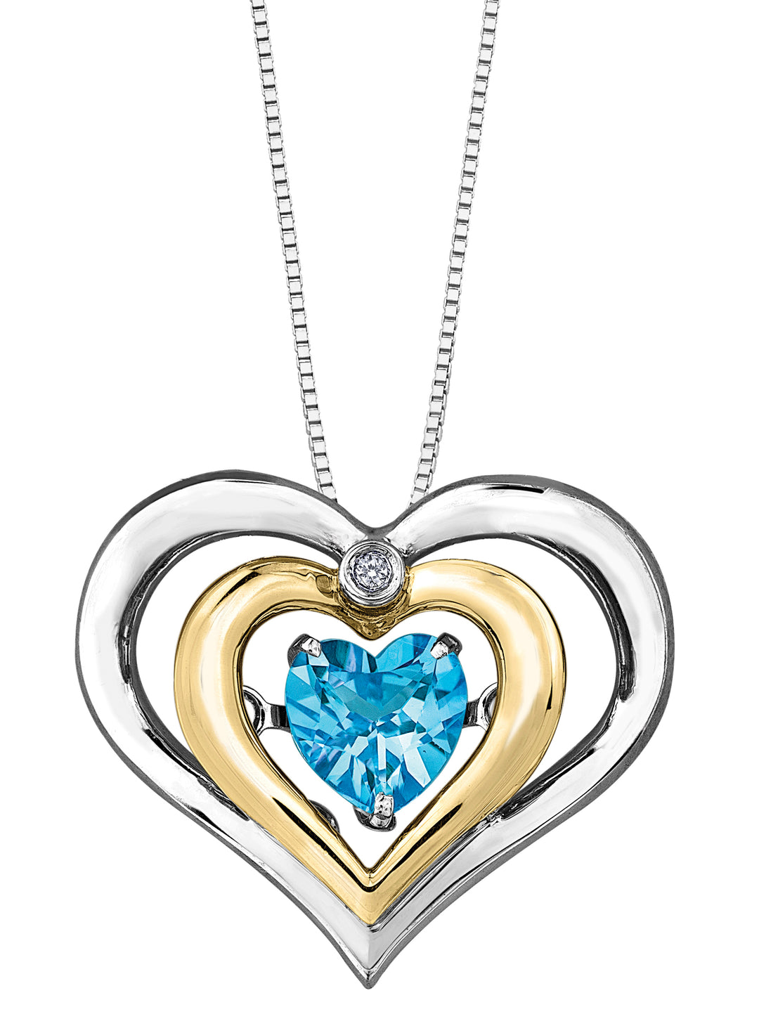925 Silver Blue Topaz Heart Pendant