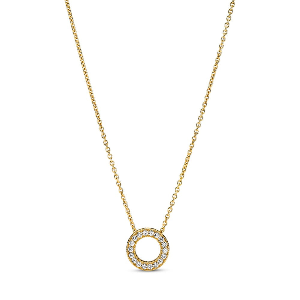 Pandora Logo Pavé Circle Collier Necklace, 17.7"