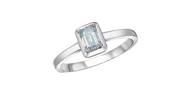 14K Lab-Grown Emerald Cut Diamond Engagement Ring, 0.50 TDW
