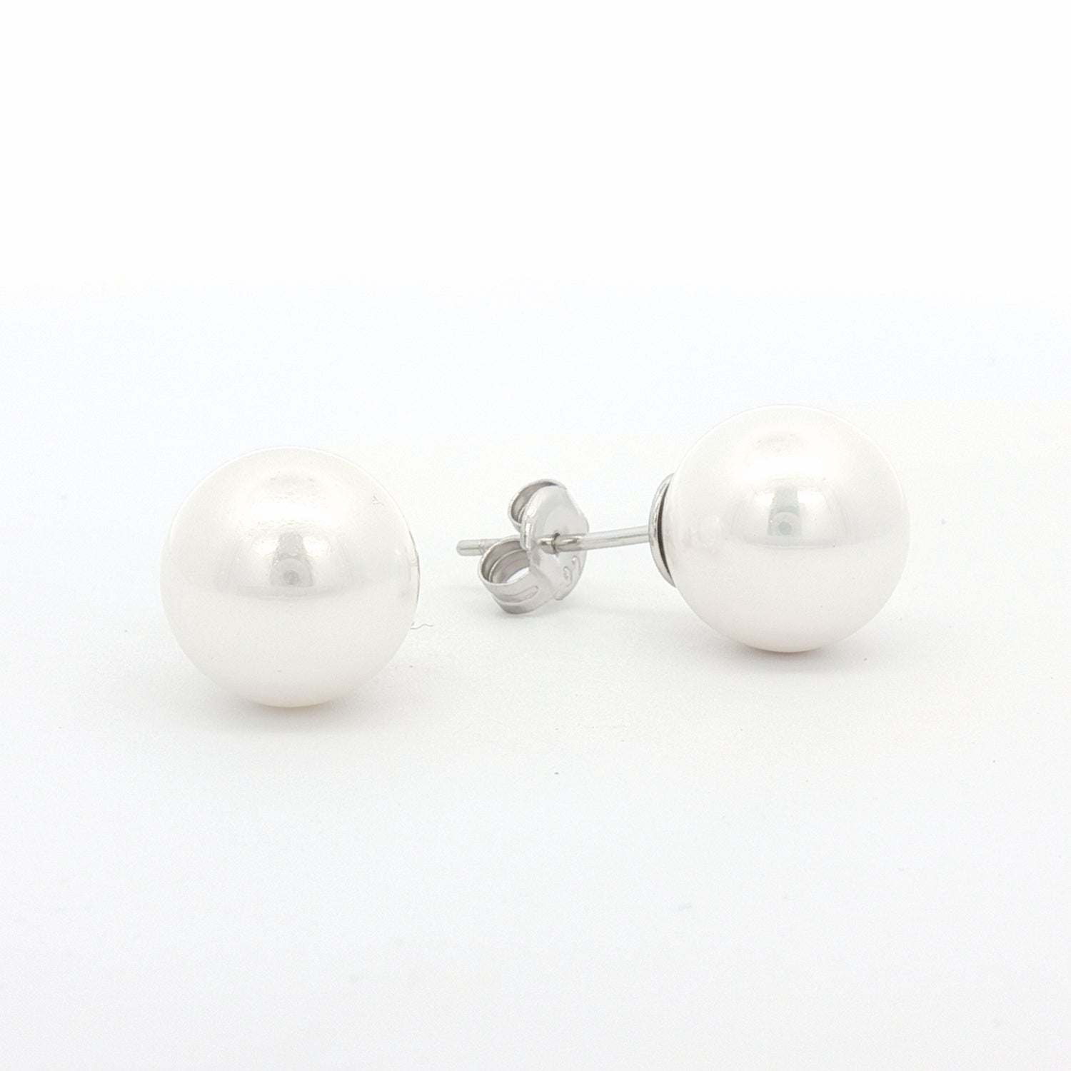 10.2MM Emulated Pearl Stud Earrings, White
