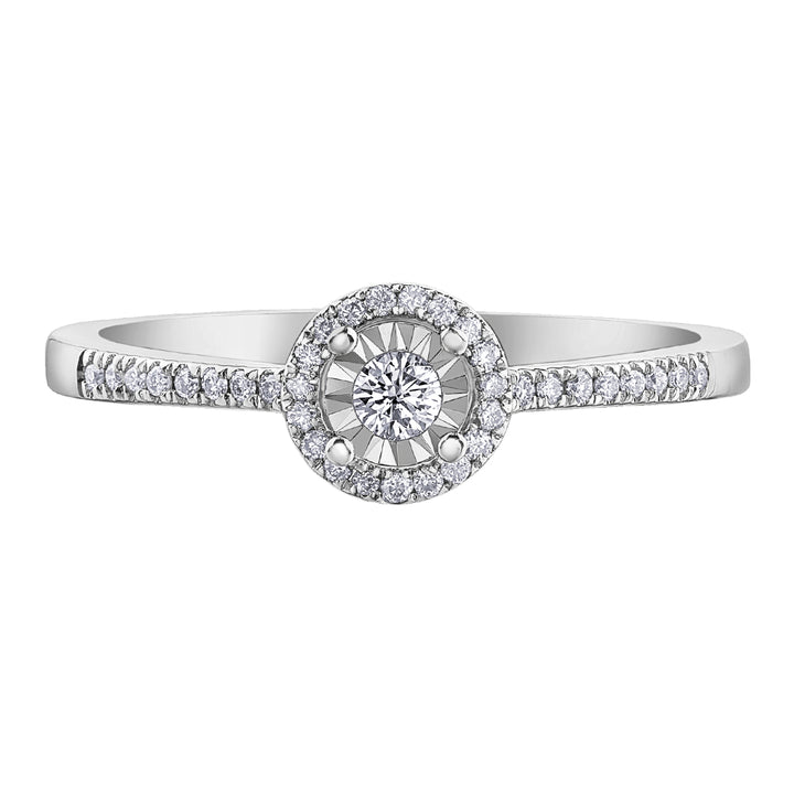 10 Karat Halo Engagement Ring, 0.05 CT Center