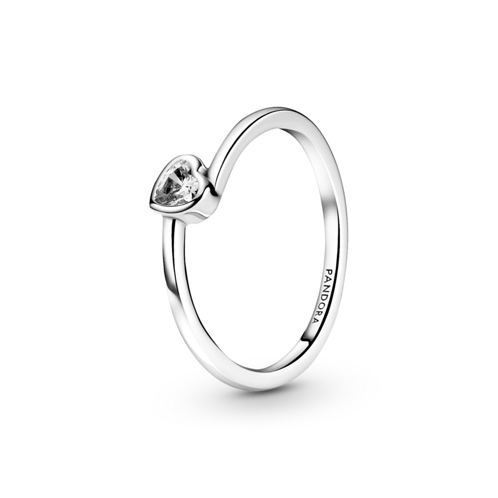 Pandora Tilted Heart Solitaire Ring