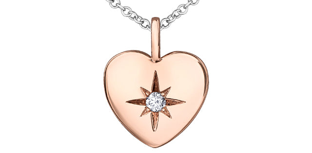 Maple Leaf 10K Heart Diamond Pendant