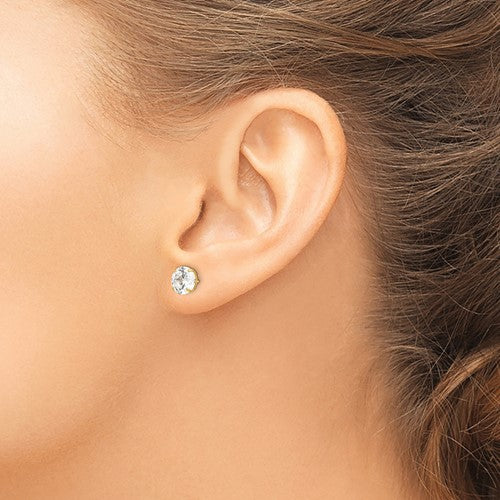 14K 7mm CZ Stud Earrings