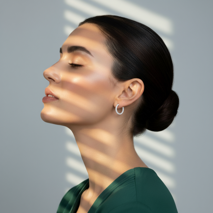 1.50TDW Lab-Grown Inside Out Hoop Earrings, Sterling Silver