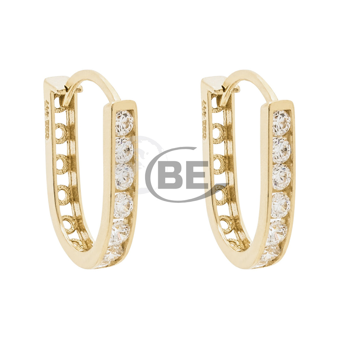 10K 10mm Huggie Earrings CZ