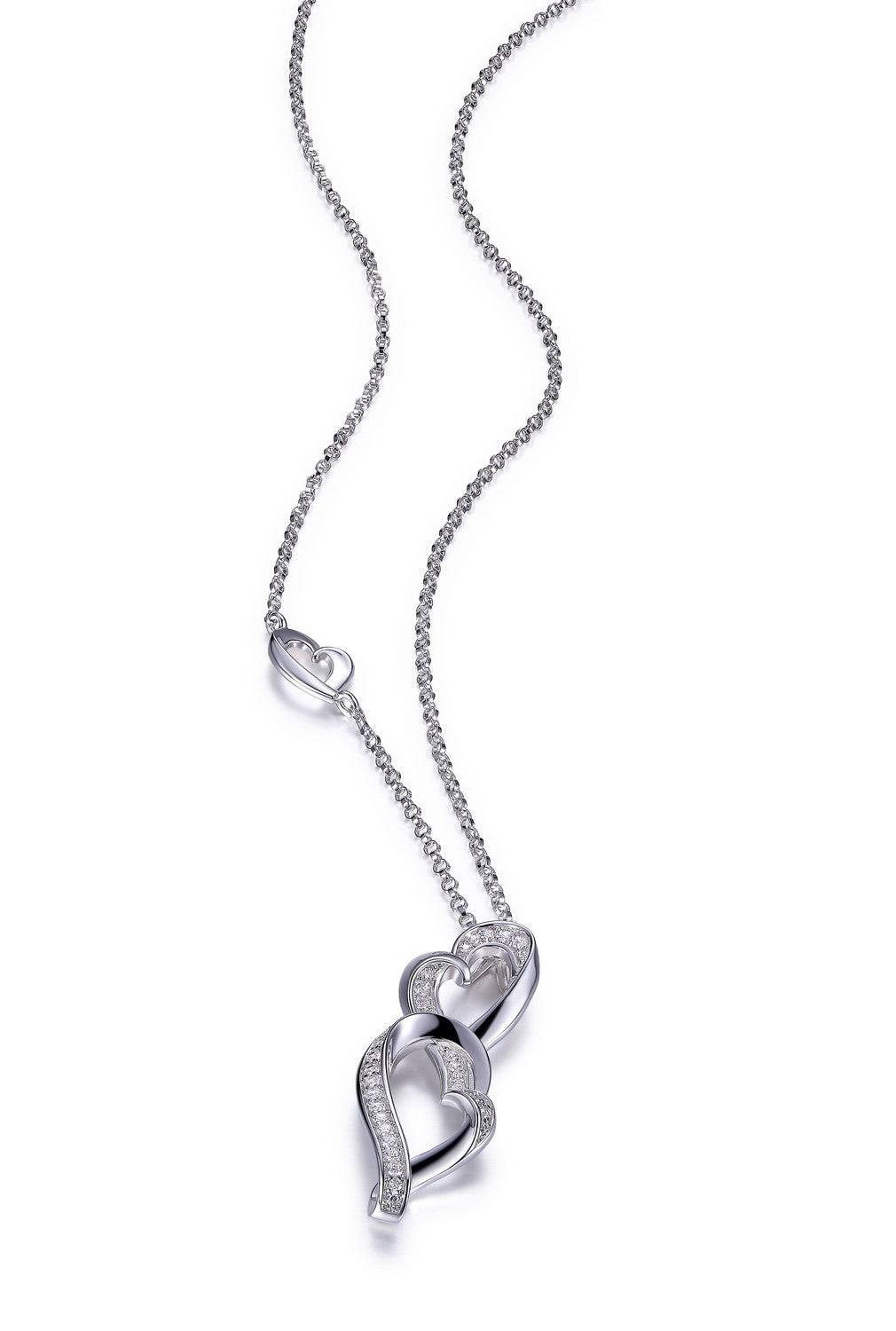Sterling Silver Heart Necklace, 18 "