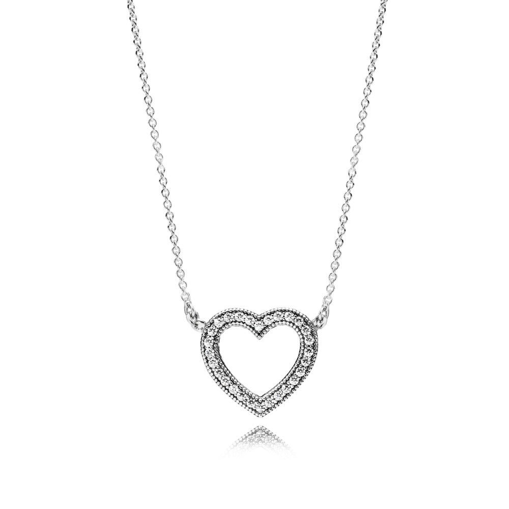 Pandora Sparkling Open Heart Necklace, 17.7"