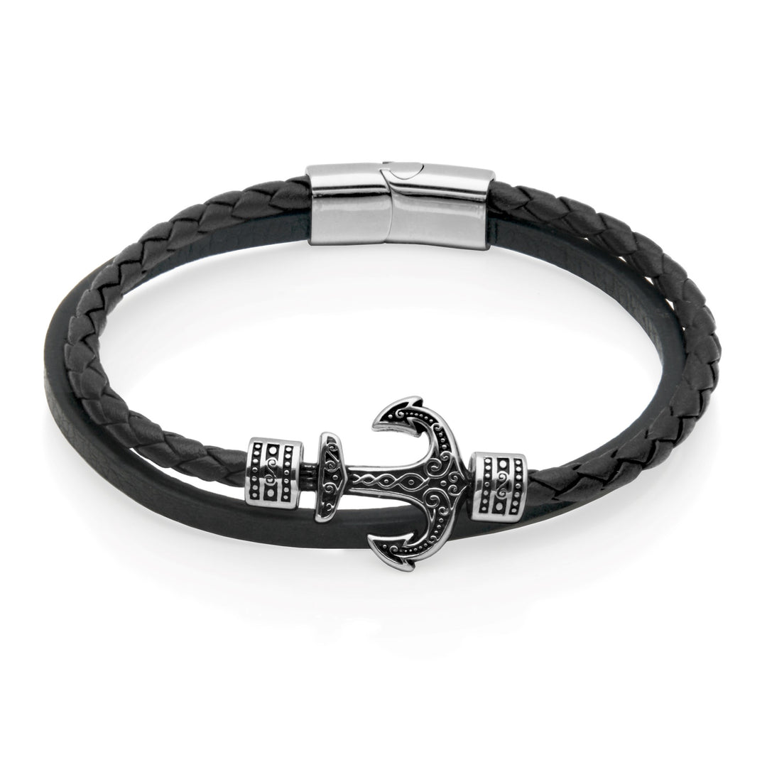 STEELX Anchor Leather Bracelet