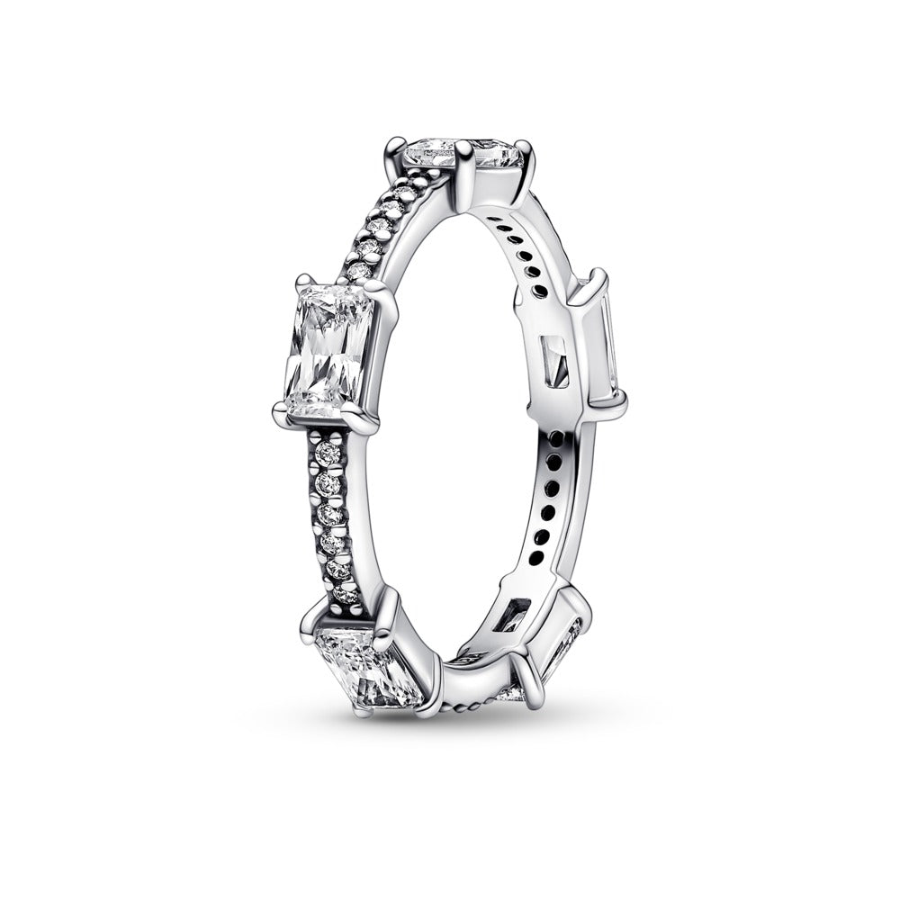 Pandora Rectangular Bars Sparkling Pavé Ring, Size 7