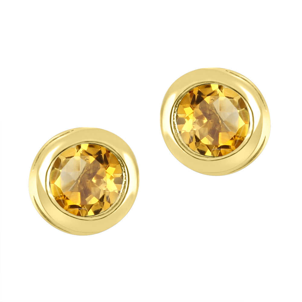10K Bezel Set Birthstone Earrings - November