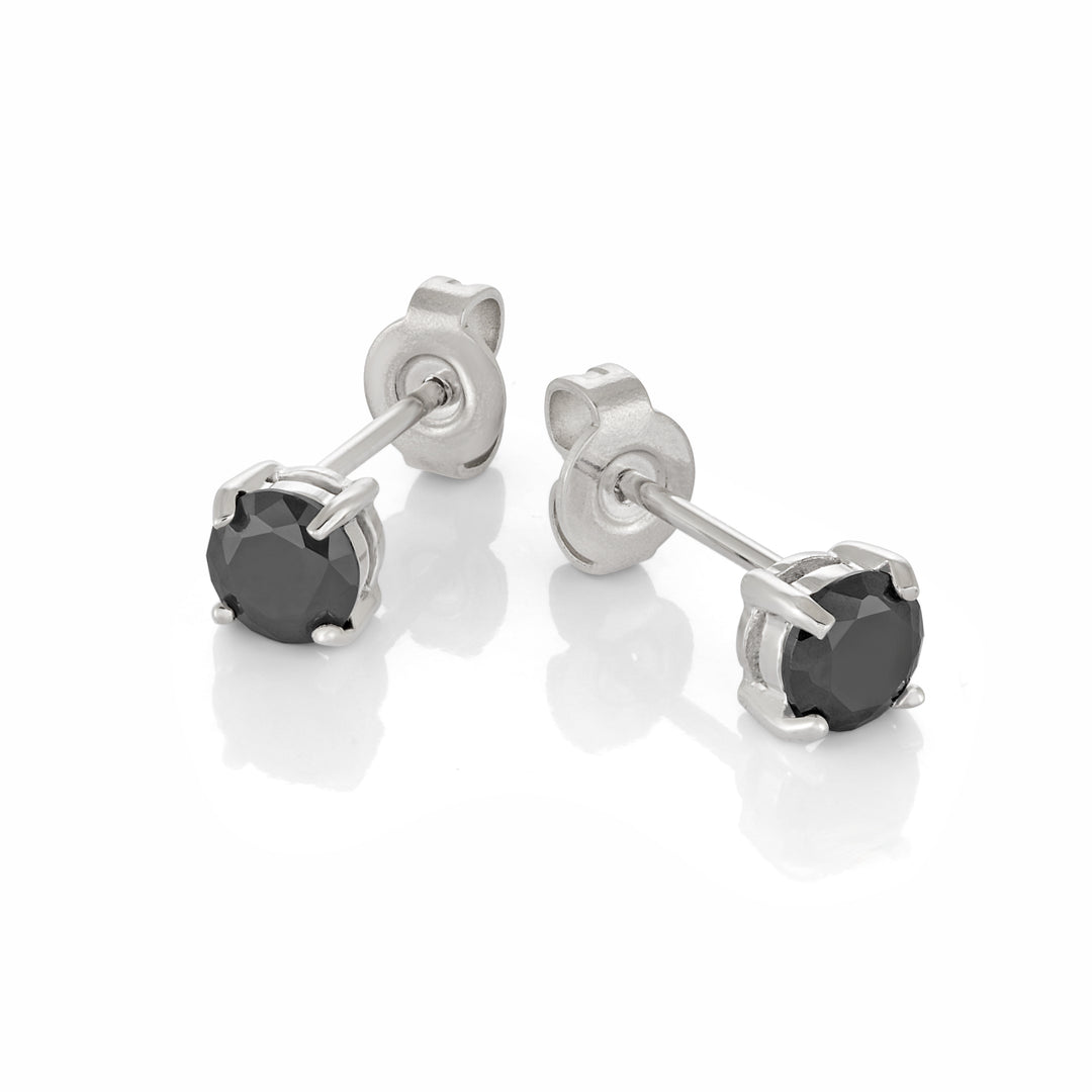 Steel 6mm Black CZ Earrings