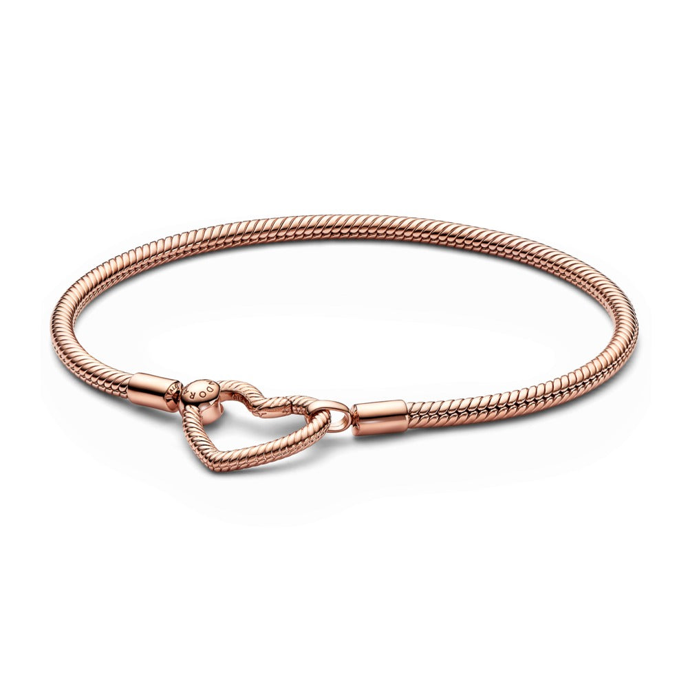 Pandora Moments Heart Closure Snake Chain Bracelet, 7.5"