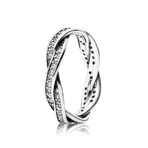 FINAL SALE- Pandora Sparkling Twisted Lines Ring, size 9.0