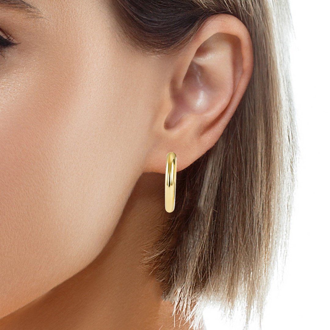 10K Round Tube 4MM Hoop Earrings
