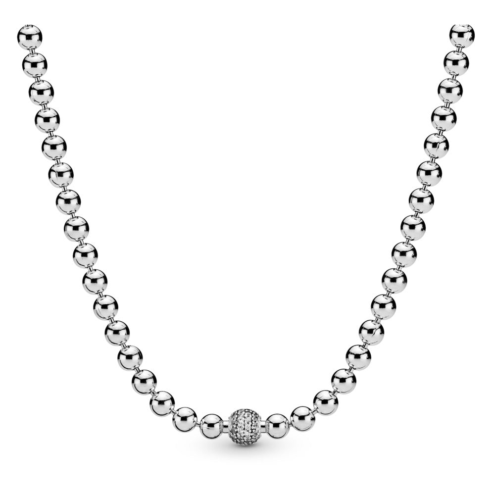 Beads & Pavé Necklace, 17.7 inch